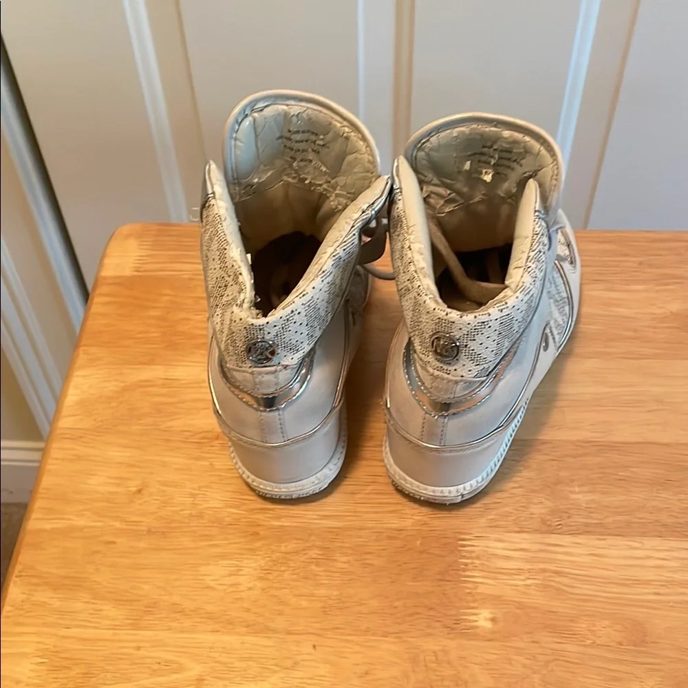 Michael Kors Kids' Cream High-Top Sneakers - Picture 3 of 6